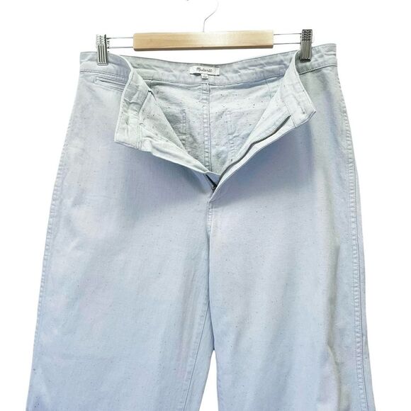 Madewell Slim Emmett Wide-Leg Crop Pants in Light Wash Chambray Speckle Size 31 - Picture 10 of 15